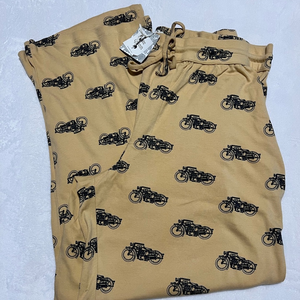 Kate Quinn Tan Motorcycle Pajama Pants